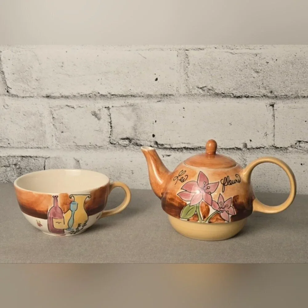 Canhome Global 3 Piece Floral Teapot Set 